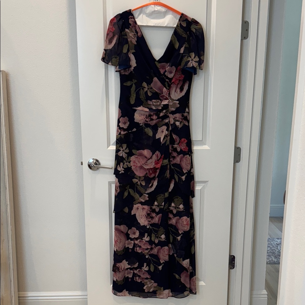 Xscape Navy Floral Maxi Dress